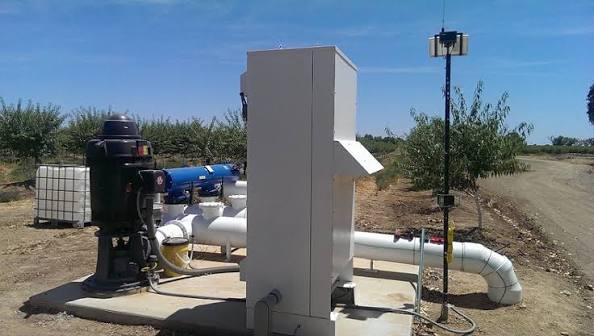 Irrigation valve control installation at a pump station