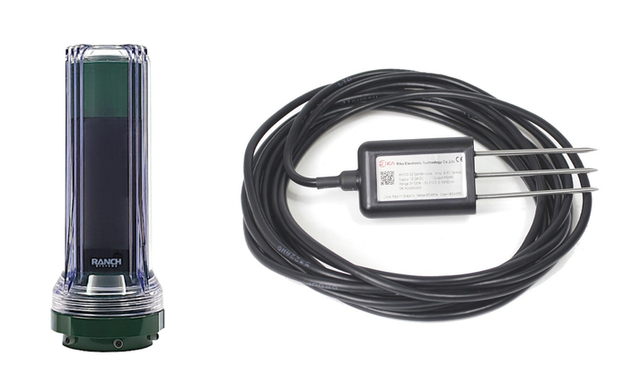 RS130 telemetry node with Rika RK520 soil moisture, temperature and EC sensor